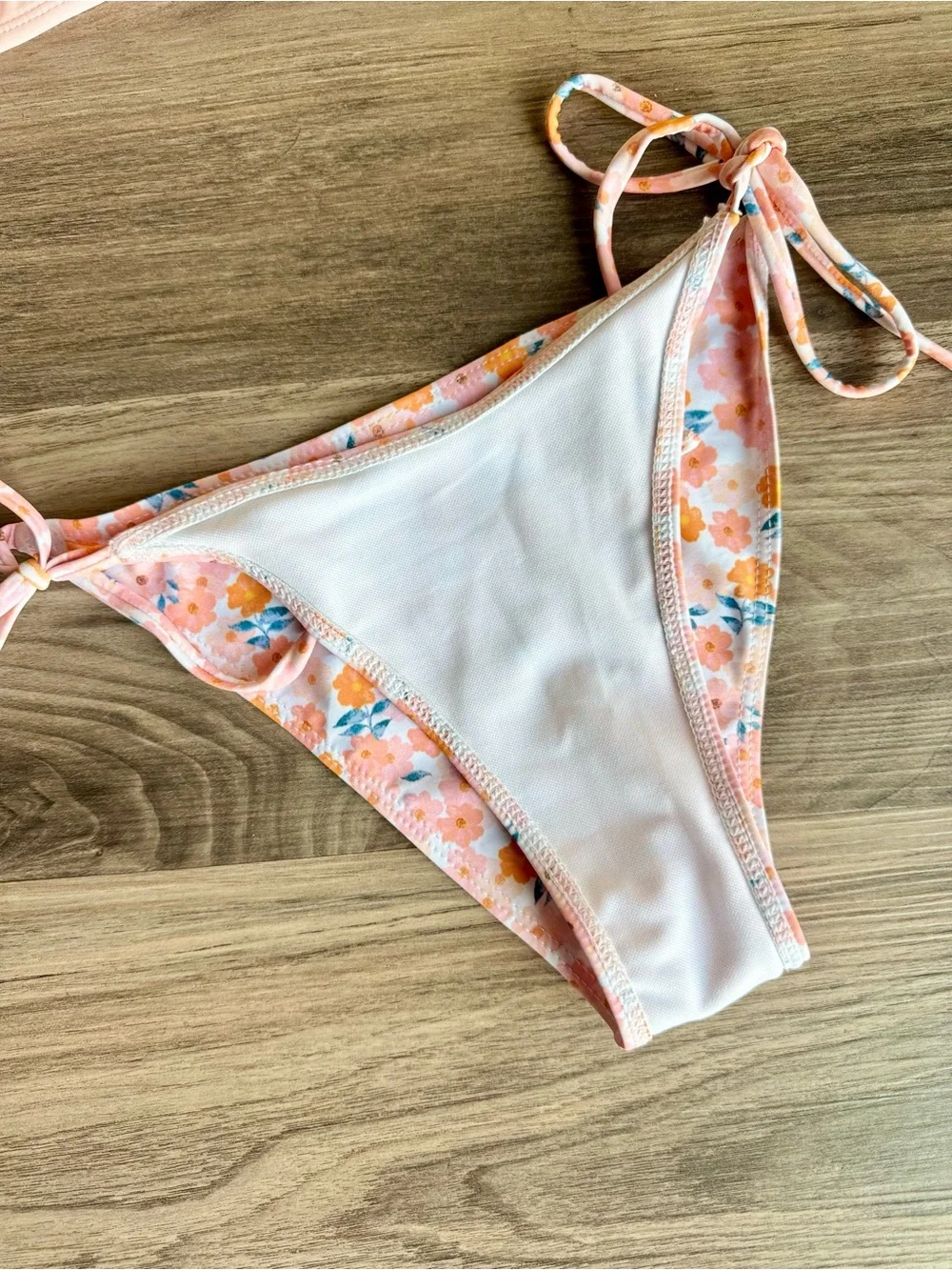 Floral Bikini Set Pink Side Tie Swimsuit Girls 160 (US- XL) Fits Women's XXS/XS